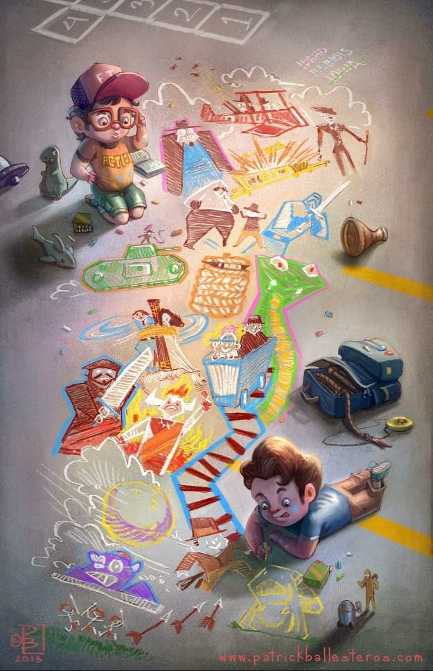 A vibrant clay city with tiny characters